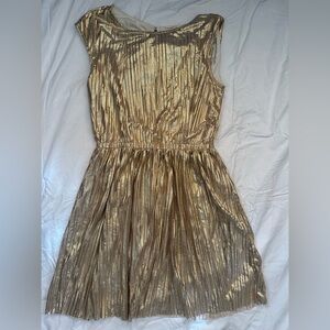 Crewcuts Gold Metallic Pleated Dress- sz 16
